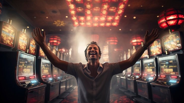 Tampilan kategori permainan gawang 69 dengan slot, meja dealer, dan pasar sepak bola